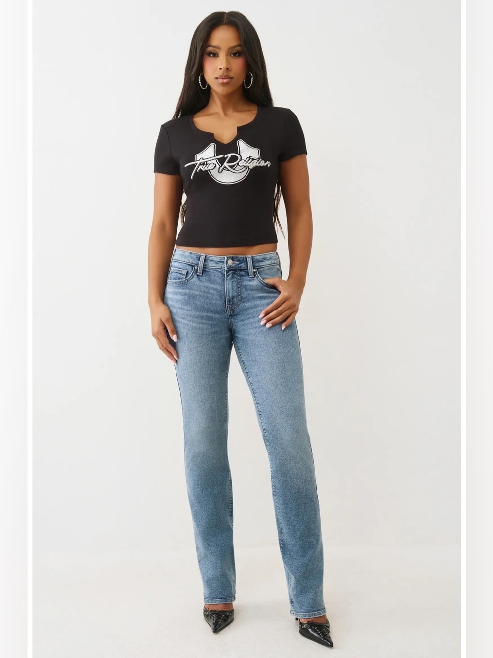 True Religion Women’s Mid-Rise Billie Straight Leg Light Wash Jeans Size 27